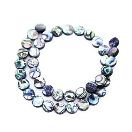 10AB558-F: Abalone Flat Round 10mm Average 39-40 Piece Per Strand Average - 1 String 3 10AB558-F: Abalone Flat Round 10mm Average 39-40 Piece Per Strand Average - 1 String