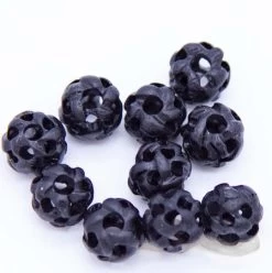 10BN109-WV: Bone Carve Round Black 10mm - 10 Pieces -Handmade Beads Discount Store 10BN109 WV Beads BoneandHorn