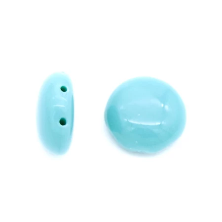 12CA185: Preciosa Czech Candy 2 Hole Turquoise 12mm - 25 Pieces Per Package 4 12CA185: Preciosa Czech Candy 2 Hole Turquoise 12mm - 25 Pieces Per Package - Image 2