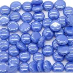 12CA373: Preciosa Czech Candy 2 Hole Luster Blue 12mm - 50 Pieces Per Package
