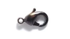 12FI644-GMR: Brass Clasp Lobster Claw Gunmetal Plated 12x7mm - 4 Pieces