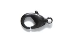 12FI644-MBR: Brass Clasp Lobster Claw Matte Black Plated 12x7mm - 4 Pieces Per Package