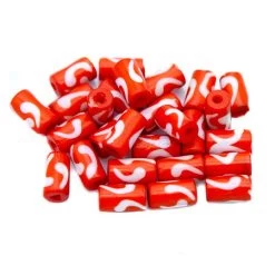 13BN138-W: India Bone Tube Orange W/White 7x13mm Average - 35 Pieces