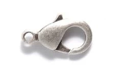 15FI644-ASR: Brass Clasp Lobster Claw Antique Silver Plated 15x9mm - 4 Pieces