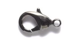 15FI644-GMR: Brass Clasp Lobster Claw Gunmetal PLATED 12x7mm - 4 Pieces
