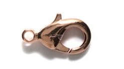 15FI644-RGR: Brass Clasp Lobster Claw Rose Gold Plated 15x9mm 2 Pieces Per Package