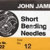 1FI280-12: Needle John James Short Beading #12 (L4322-12S) 25 Pieces Per Package -Handmade Beads Discount Store 1FI280 12 ToolsandSupplies BeadingNeedles
