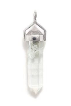 1ST411: Quartz Crystal Pendant With Sterling Silver 40-45mm - 1 Piece