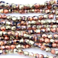 2FC847: Preciosa Czech Faceted Round Metallic Golden Copper True 2mm 600 Pieces