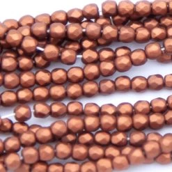 2FC958-ME: Preciosa Czech Faceted Round Silky Dark Copper True 2mm 600Pc
