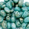 30CA185-GL: Preciosa Czech Candy Oval Two Hole Turquoise With Gold Shine 4x6mm - 50 Pieces Per Package -Handmade Beads Discount Store 30CA185 GL thumbnail