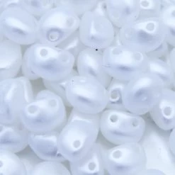 30CA612-P: Preciosa Czech Candy Oval Two Hole White Pearl 4x6mm - 50 Pieces Per Package