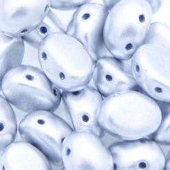 32CA915-ME: Preciosa Czech Candy Oval Two Hole Silky Silver 6x8mm - 25 Pieces Per Package