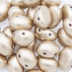 32CA952-ME: Preciosa Czech Candy Oval Two Hole Silky Gold 6x8mm - 25 Pieces Per Package