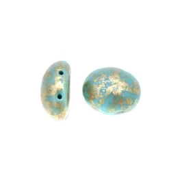 34CA185-GL: Preciosa CzechCandy Oval Two Hole Turquoise With Gold Splash 10x12mm - 12 Pieces Per Package 5 34CA185-GL: Preciosa CzechCandy Oval Two Hole Turquoise With Gold Splash 10x12mm - 12 Pieces Per Package -Handmade Beads Discount Store 34CA185 GL Beads CzechGlassBeads