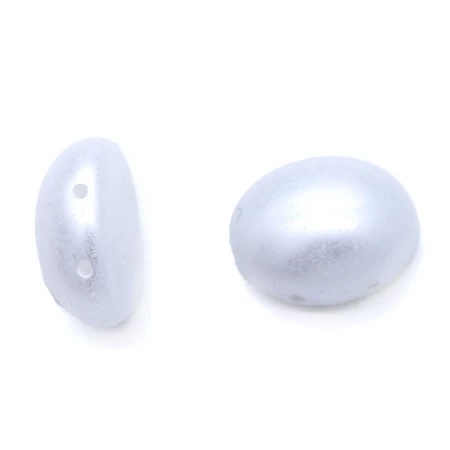 34CA612-P: Preciosa Czech Candy Oval Two Hole White Pearl 10x12mm - 12 Pieces Per Package 4 34CA612-P: Preciosa Czech Candy Oval Two Hole White Pearl 10x12mm - 12 Pieces Per Package - Image 2