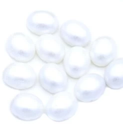 34CA612-P: Preciosa Czech Candy Oval Two Hole White Pearl 10x12mm - 12 Pieces Per Package