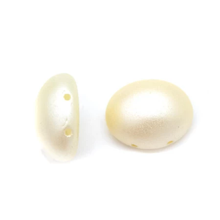 34CA651-P: Preciosa Czech Candy Oval Two Hole Cream Pearl 10x12mm - 12 Pieces Per Package 4 34CA651-P: Preciosa Czech Candy Oval Two Hole Cream Pearl 10x12mm - 12 Pieces Per Package - Image 2