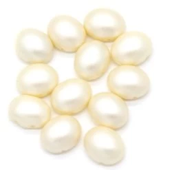 34CA651-P: Preciosa Czech Candy Oval Two Hole Cream Pearl 10x12mm - 12 Pieces Per Package