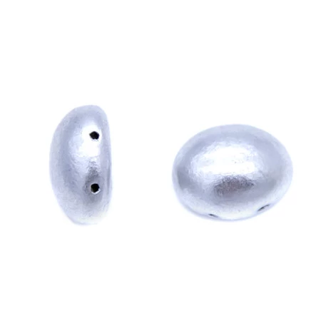 34CA915-ME: Preciosa Czech Candy Oval Two Hole Silky Silver 10x12mm - 12 Pieces Per Package 4 34CA915-ME: Preciosa Czech Candy Oval Two Hole Silky Silver 10x12mm - 12 Pieces Per Package - Image 2