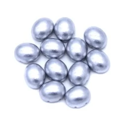 34CA915-ME: Preciosa Czech Candy Oval Two Hole Silky Silver 10x12mm - 12 Pieces Per Package