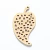 38WC816-51R: Cut Wood Leaf With Dots 38mm Light Finish - 6 Pieces -Handmade Beads Discount Store 38WC816 51R PendantsandCharms WoodPendants