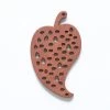 38WC816-56R: Cut Wood Leaf With Dots 38mm Brown Finish - 6 Pieces -Handmade Beads Discount Store 38WC816 56R PendantsandCharms WoodPendants