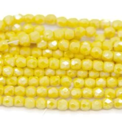 3FC322: Preciosa Czech Faceted Round Yellow W/Luster 3mm 600 Pieces