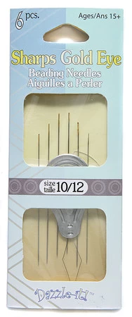 3FI281-102: Needle Sharp Gold Eye #10&12 With Threader - 6 Piece Package