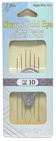 3FI281-10: Needle Sharp Gold Eye #10 With Threader 6 Piece - Package