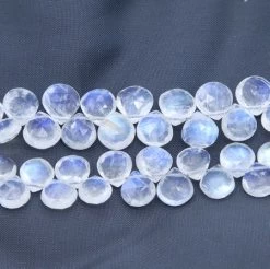 Rainbow Moonstone "AA" Micro Faceted Briollette Drop 6-8mm 64-75 Carat Average - 1 Strand: Rainbow Moonstone Micro Faceted Briollette Drop 6-8mm 64-75 Carat Average - 1 Strand