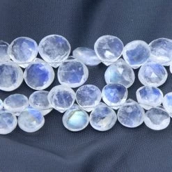42ST185-RBW2: Rainbow Moonstone Micro Faceted Briollette Drop 6.5-9.5mm 84-100 Carat Average - 1 Strand