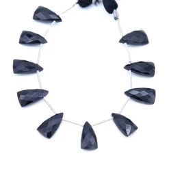 47ST636-BFP: Black Spinel Faceted Long Trillion Drop 8x15mm - 10 Pieces Per Strand