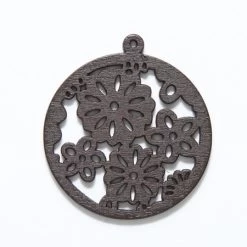 48WC804-58R: Cut Wood Circle With Flower Loop 48mm Dark Finish - 3 Pieces