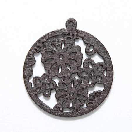 48WC804-58R: Cut Wood Circle With Flower Loop 48mm Dark Finish - 3 Pieces 3 48WC804-58R: Cut Wood Circle With Flower Loop 48mm Dark Finish - 3 Pieces