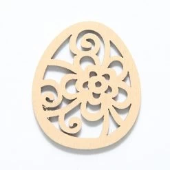 48WC805-51R: Cut Wood Egg Shape Pendant 48mm Light Finish - 3 Pieces