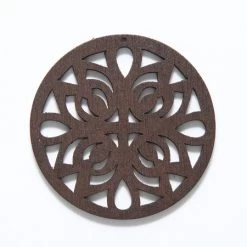 48WC808-58R: Cut Wood Circle With Lotus 48mm Dark Finish - 3 Pieces