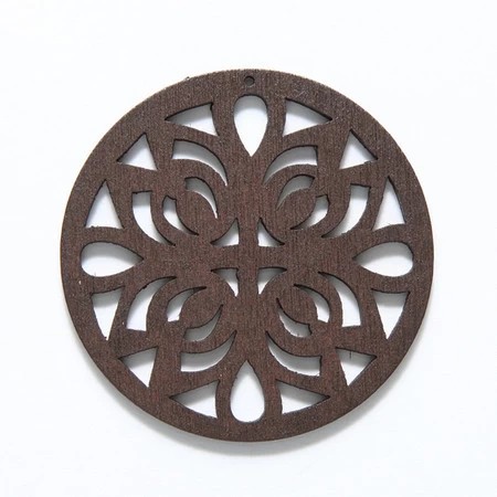 48WC808-58R: Cut Wood Circle With Lotus 48mm Dark Finish - 3 Pieces 3 48WC808-58R: Cut Wood Circle With Lotus 48mm Dark Finish - 3 Pieces