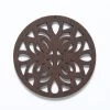 48WC808-58: Cut Wood Circle With Lotus 48mm Dark Finish - 20 Pieces -Handmade Beads Discount Store 48WC808 58 PendantsandCharms WoodPendants