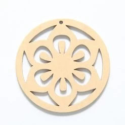 48WC811-51R: Cut Wood Circle Flower 48mm Light Finish - 3 Pieces