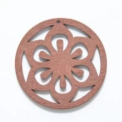 48WC811-56R: Cut Wood Circle Flower 48mm Brown Finish - 3 Pieces