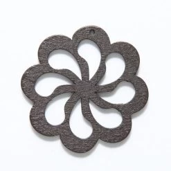 48WC814-58R: Cut Wood Curled Flower 48mm Dark Finish - 3 Pieces