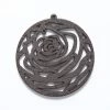 48WC824-58: Cut Wood Circle With Rose 48mm Dark Finish - 20 Pieces -Handmade Beads Discount Store 48WC824 58 PendantsandCharms WoodPendants