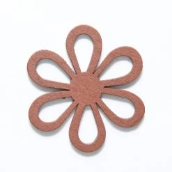 48WC829-56R: Cut Wood 6 Petal Flower 48mm Brown Finish - 3 Pieces