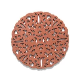 48WC835-56R: Cut Wood Scalloped Circle 48mm Brown - 3 Pieces