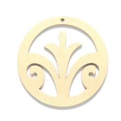 48WC837-51R: Cut Wood Circle Fleur De Lis 48mm Light - 3 Pieces