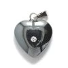 59ST403-C: Hematite Heart With Crystal And Bail 15mm - 3 Pieces
