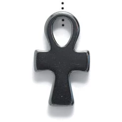 60ST403-AN: Hematite Ankh Pendant With Hole 12x20mm - - 5 Pieces