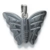 60ST403-B: Hematite Butterfly Pendant 25mm - 3 Pieces -Handmade Beads Discount Store 60ST403 B PendantsandCharms GemstonePendants