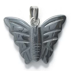 60ST403-B: Hematite Butterfly Pendant 25mm - 3 Pieces